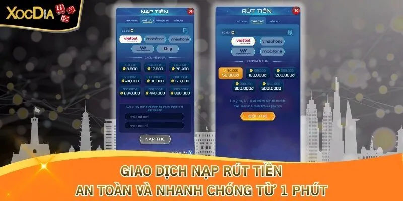 Giao dịch nạp rút tiền an toàn và nhanh chóng từ 1 phút